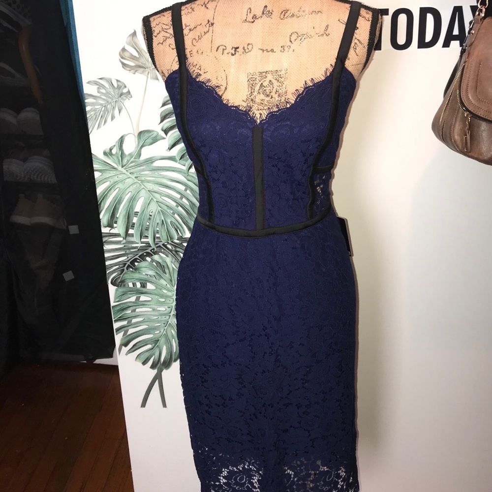 Navy lace midi dress